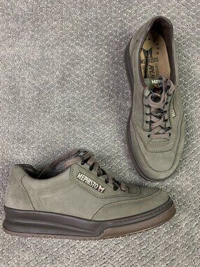 Mephisto Match Walking Shoes Men's 7 Gray Leather Nubuck Suede Sneakers